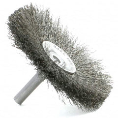 Brush Research Mfg. - 1-1/2" Brush Diam, Crimped, Flared End Brush - 1/4" Diam Steel Shank, 2,500 Max RPM - A1 Tooling