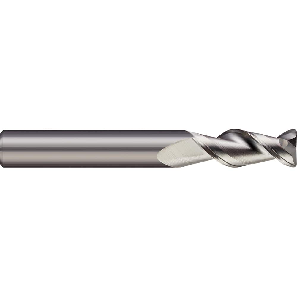 Corner Radius End Mill: 5/16″ Dia, 0.813″ LOC, 0.03″ Radius, 3 Flutes, Solid Carbide 2-1/2″ OAL, 5/16″ Shank Dia, 45 ° Helix, Bright/Uncoated, Corner Radius End