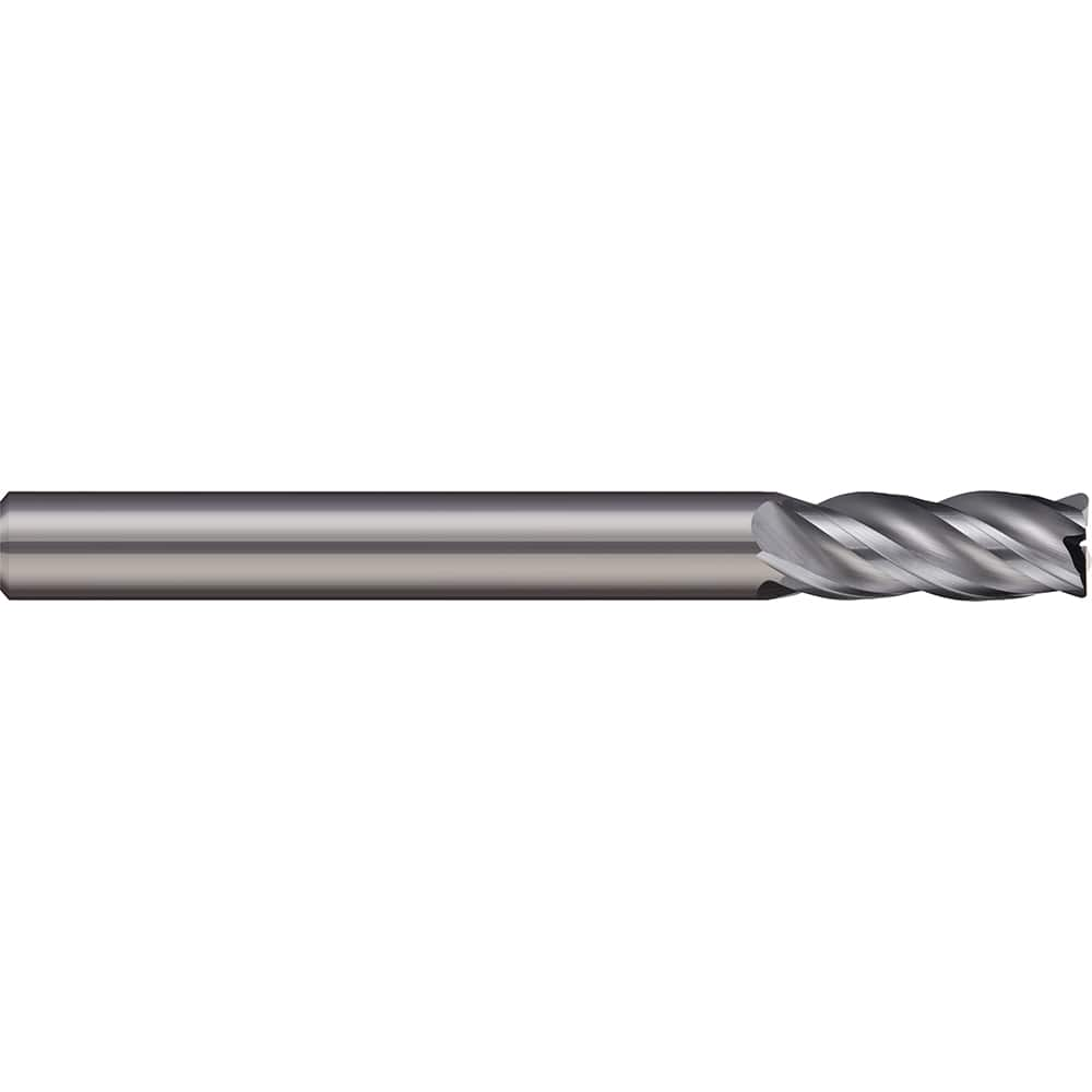 Corner Radius End Mill: 0.315″ Dia, 0.6299″ LOC, 4 Flutes, Solid Carbide 38 ° Helix, Bright/Uncoated, Corner Radius End