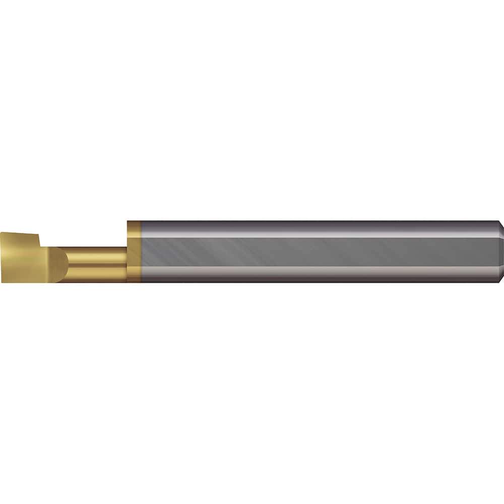 Boring Bar: 0.16″ Min Bore, 0.9″ Max Depth, Left Hand Cut, Solid Carbide 3/16″ Shank Dia, 2″ OAL, 0.006″ Corner Radius