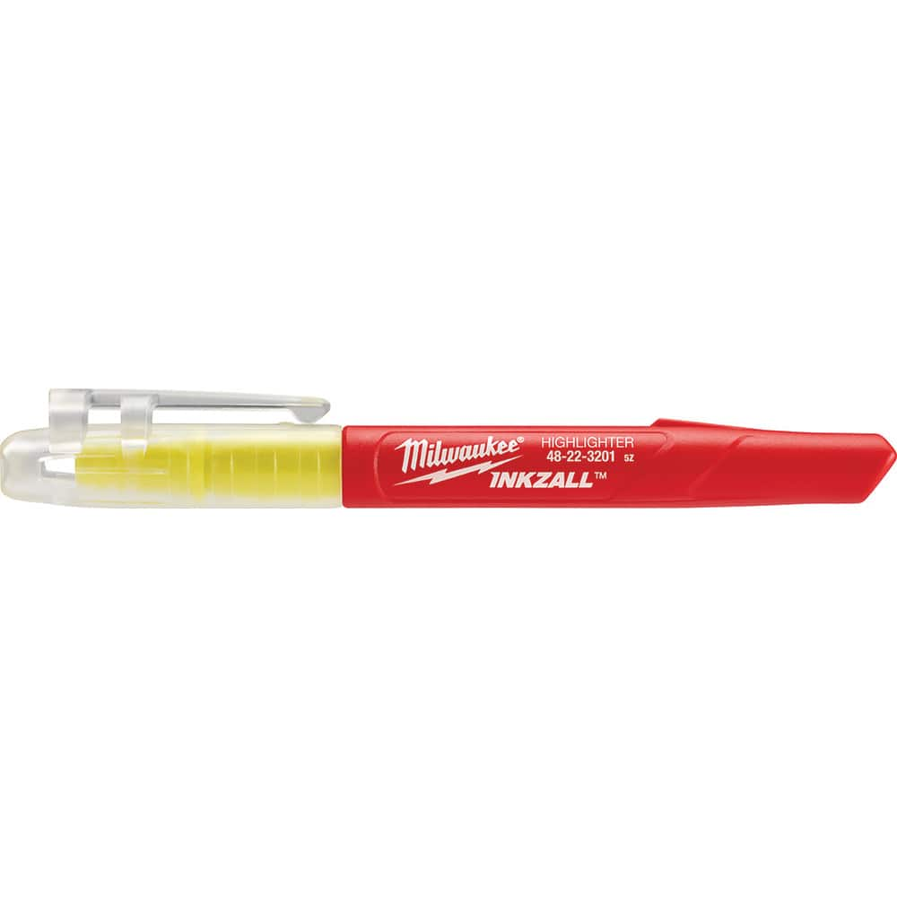 Milwaukee Tool - Markers & Paintsticks; Type: Highlighter ; Color: Yellow ; Ink Type: AP Non-toxic ; Tip Type: Chisel ; Material: Plastic ; Maximum Temperature (C): 200.00 - Exact Industrial Supply