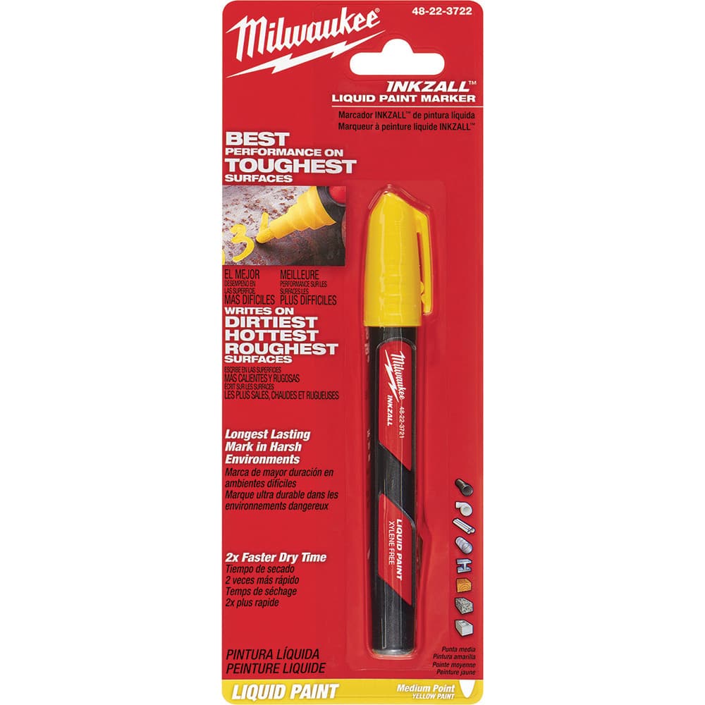 Milwaukee Tool - Markers & Paintsticks; Type: Paint Marker ; Color: Yellow ; Ink Type: Liquid Ink ; Tip Type: Medium ; Material: Plastic ; Maximum Temperature (C): 300.00 - Exact Industrial Supply