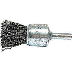 Brush Research Mfg. - 3/4" Brush Diam, Crimped, End Brush - 1/4" Diam Steel Shank, 20,000 Max RPM - A1 Tooling