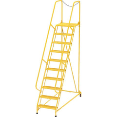 Rolling Ladder: Type IA, 100″ Platform, 350 lb Capacity, 10 Step, 32″ Base Perforated Tread, 24″ x 24″ Platform