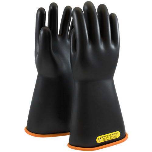 ‎155-2-14/12 - Novax - Natural Rubber Insulating Glove - Class 2 - 14″ - Black/Orange - Straight Cuff - Exact Industrial Supply