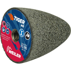 Weiler - Cones & Plugs; Head Thickness (Inch): 3.00 ; Abrasive Material: Aluminum Oxide ; Grit: 24 ; Grade: Coarse ; Wheel Type Number Code: 16 ; Arbor Hole Thread Size: 5/8-11 - Exact Industrial Supply