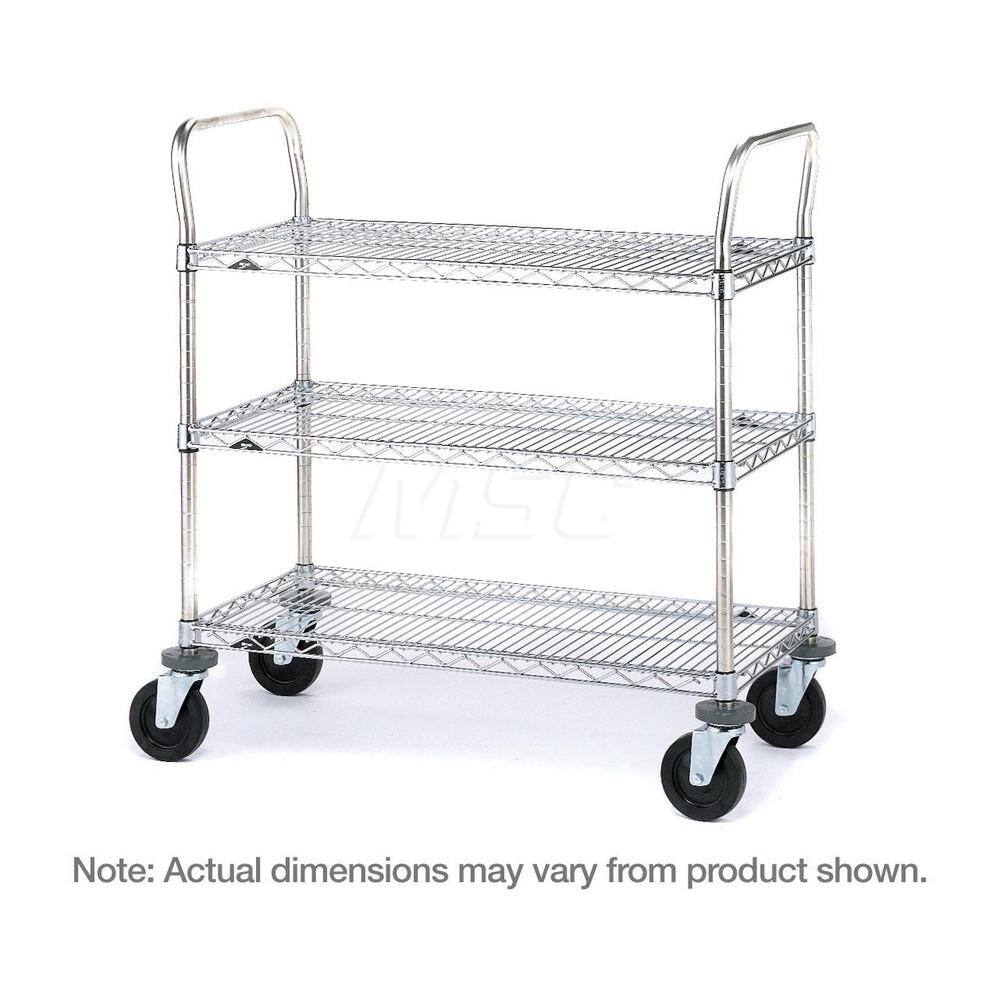 Metro - Carts; Type: Utility ; Load Capacity (Lb.): 600.000 ; Number of Shelves: 3 ; Width (Inch): 21 ; Length (Inch): 36 ; Height (Inch): 39 - Exact Industrial Supply