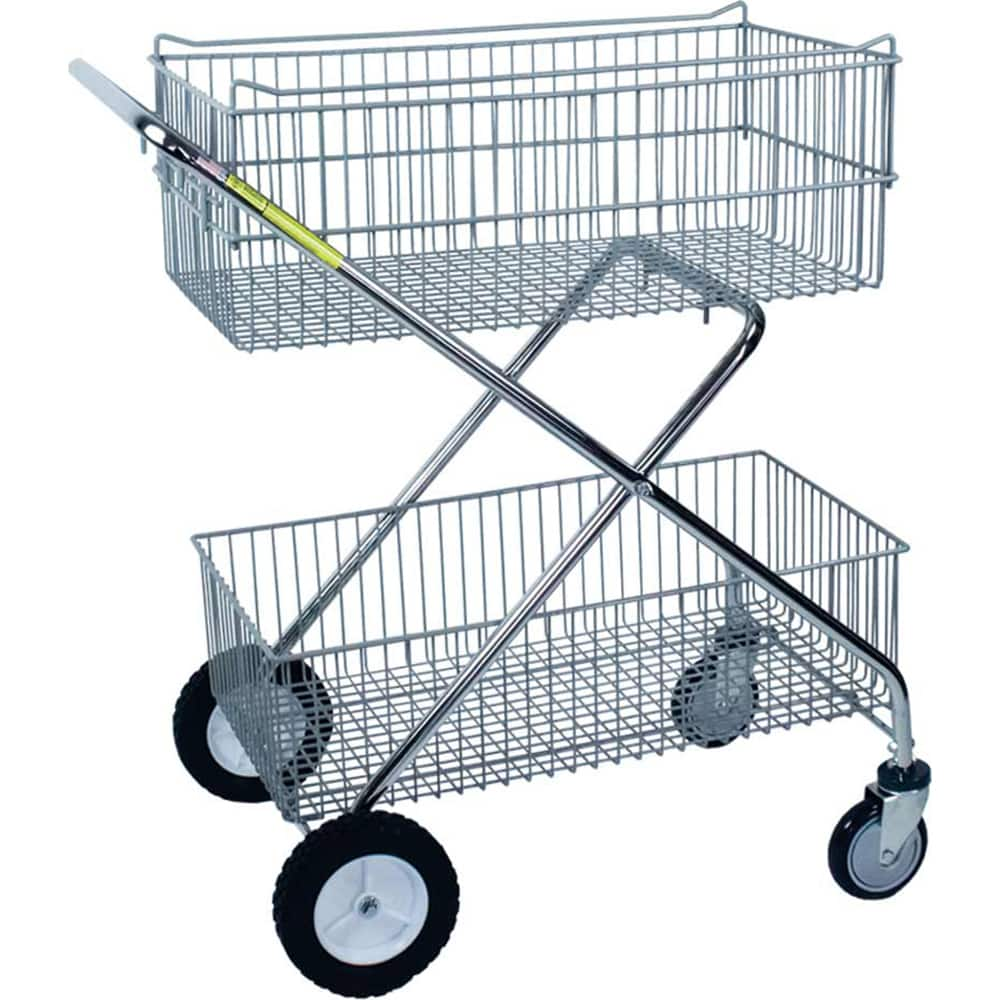 R&B Wire Products - Carts; Type: Double Basket Rolling Utility Cart ; Load Capacity (Lb.): 40.000 ; Width (Inch): 16 ; Length (Inch): 29-1/2 ; Height (Inch): 37 ; Material: Steel - Exact Industrial Supply