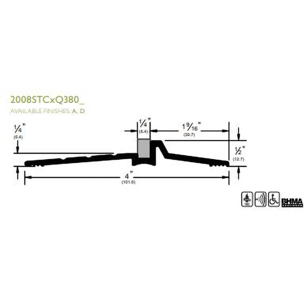 Pemko - Thresholds; Height (Inch): 1/2 ; Length (Inch): 36 ; Width (Inch): 4 ; Finish/Coating: Mill Finish Aluminum - Exact Industrial Supply