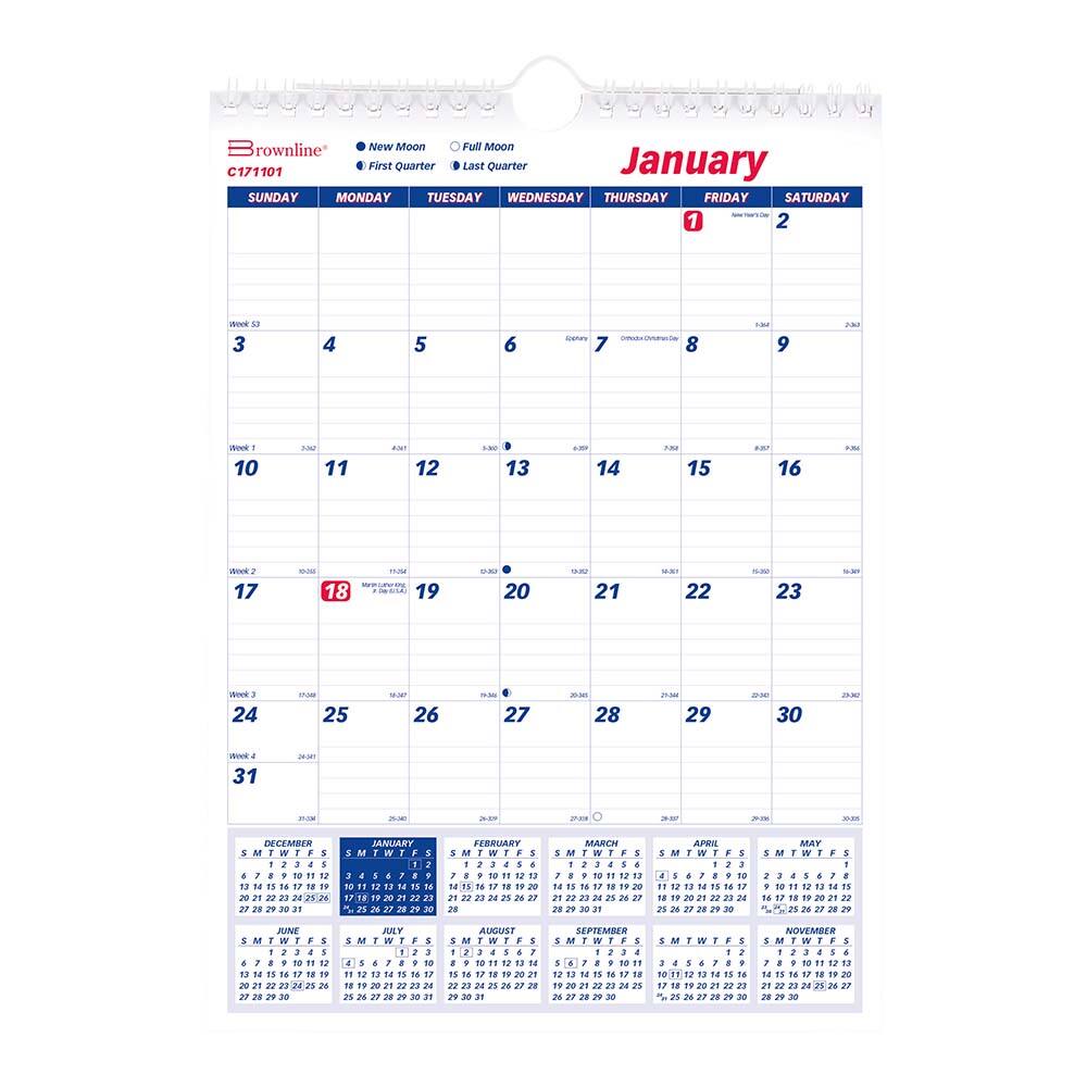 Brownline - Note Pads, Writing Pads & Notebooks Writing Pads & Notebook Type: Wall Calendar Size: 8 x 11 - A1 Tooling