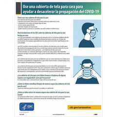 NMC - "COVID-19 - Use Una Cubierta De Tela Para Cara Para Ayudar A Desacelerar La Propagacion Del COVID-19", 18" Wide x 24" High, Paper Safety Sign - A1 Tooling