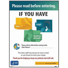 NMC - "Please Read Before Entering - If You Have Fever Cough Shortness of Breath Please Call Our Office Before Coming Inside", 18" Wide x 24" High, Paper Safety Sign - A1 Tooling