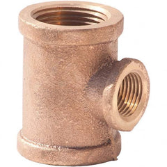 Brass Pipe Reducer: 3/4 x 1/2 x 1/2″ Fitting, Threaded, FNPT x FNPT x FNPT, Class 125, Lead Free