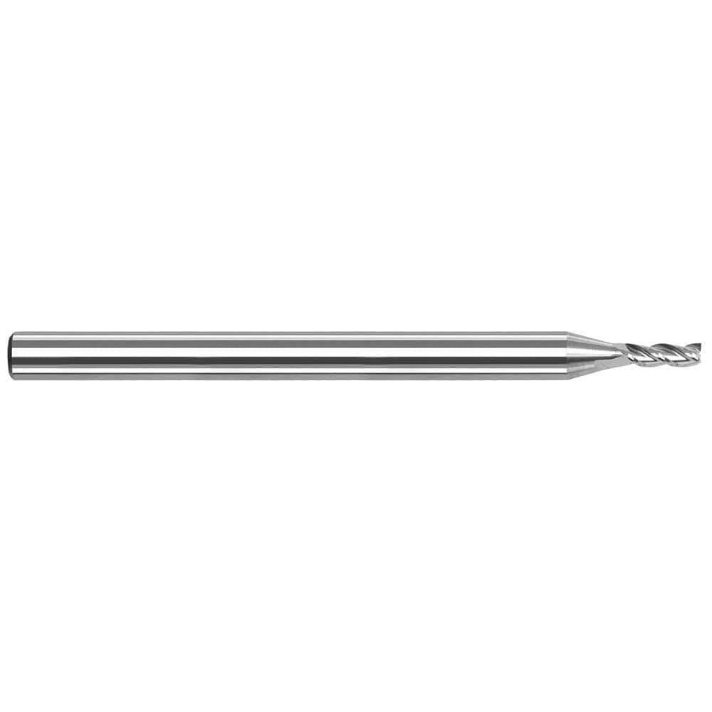 Square End Mill: 1/4'' Dia, 13/64'' LOC, 1/4'' Shank Dia, 2-1/2'' OAL, 3 Flutes, Solid Carbide Single End, Uncoated, 42 ° Variable Helix, RH Cut, RH Flute