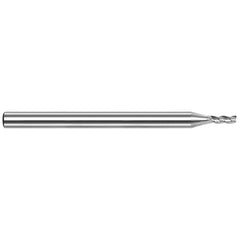 Square End Mill: 1/4'' Dia, 13/64'' LOC, 1/4'' Shank Dia, 2-1/2'' OAL, 3 Flutes, Solid Carbide Single End, Uncoated, 42 ° Variable Helix, RH Cut, RH Flute