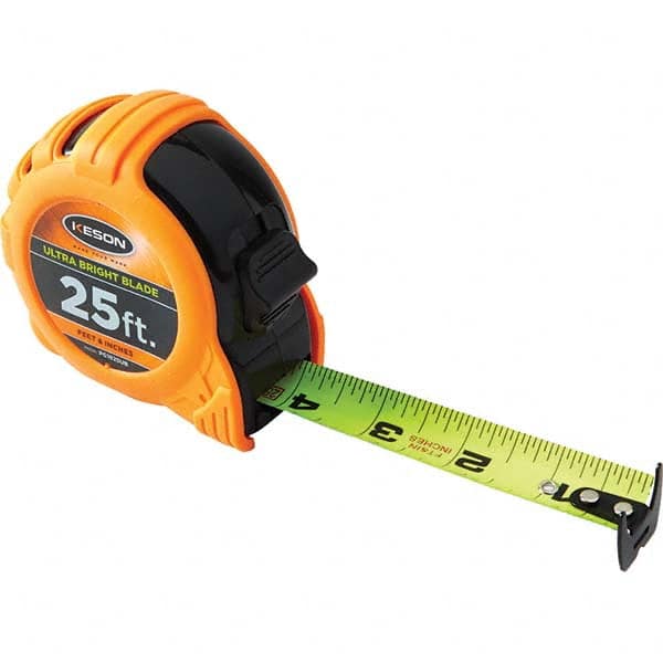 Keson - 25' x 1" Hi-Vis Yellow/White Blade Tape Measure - A1 Tooling