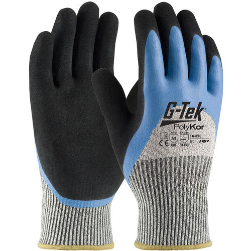 ‎16-820/M Coated Gloves w/Polykor - G-Tek PolyKor - S&P PolyKor/Acrylic Blend - Dbl Dip Latex/Micro-Surface - Exact Industrial Supply