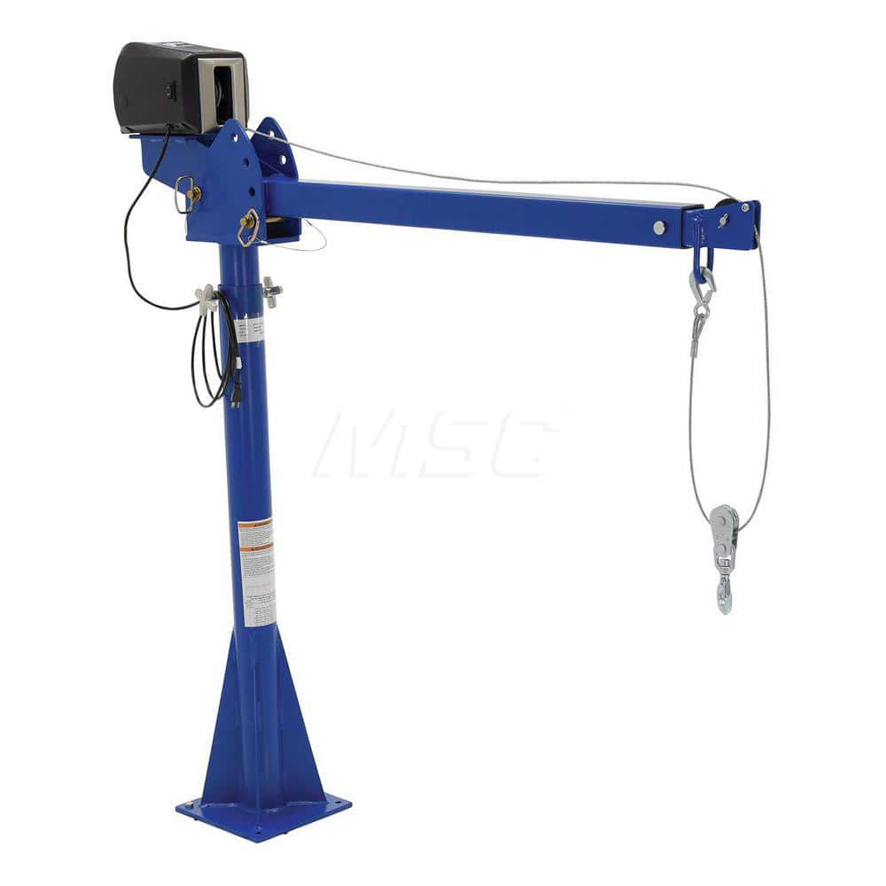 Jib Crane: Floor Mount, 600 lb Limit, 87.25″ Reach, 360 ° Rotation Steel