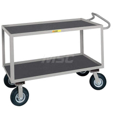 Shelf Utility Cart: 54″ OAL, 30″ OAW, 38″ OAH, Steel, Gray (2) Swivel & (2) Rigid, Replaceable Wheels, Rubber Wheels