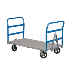 Caster Steer Trailer Truck: 2,000 lb Capacity, Solid, Steel Platform, 30″ Platform Width, 72″ Platform Length, 11″ Platform Height (2) Rigid & (2) Swivel, Mold-On Rubber Casters, 2 Tubular Handle