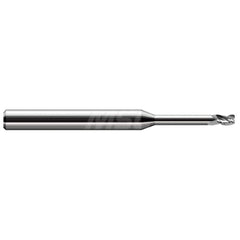 Corner Radius End Mill: 3/16″ Dia, 0.281″ LOC, 0.03″ Radius, 3 Flutes, Solid Carbide 3″ OAL, 3″ Shank Dia, Helix, Bright/Uncoated, Corner Radius End, Centercutting