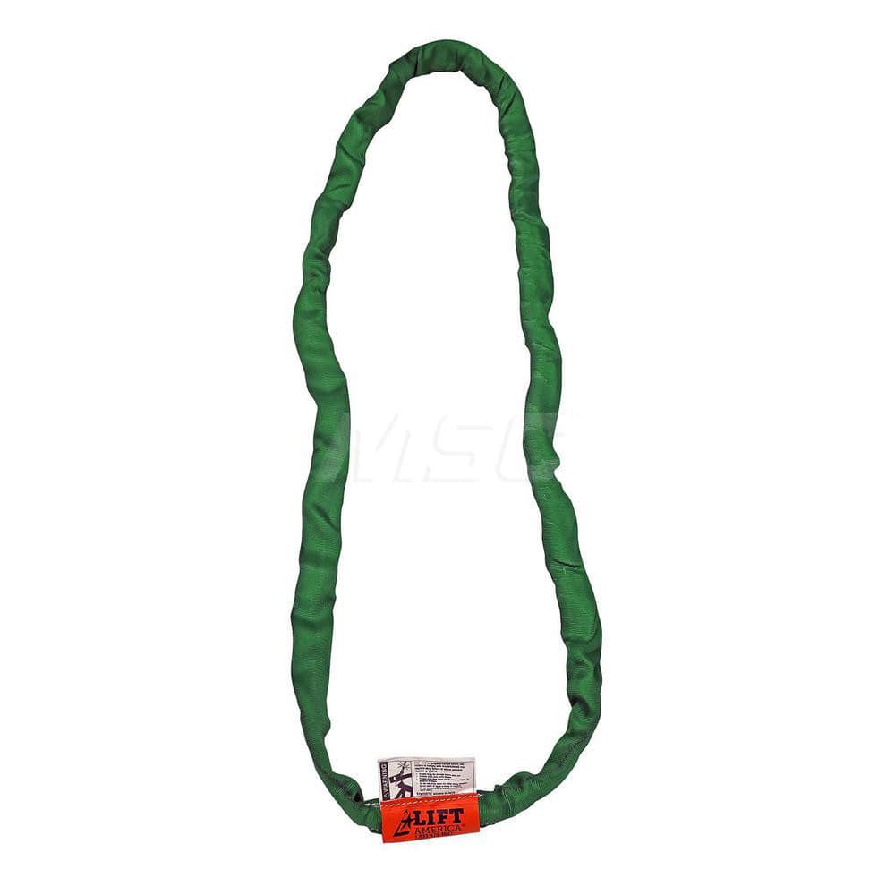 Endless Sling: 4' Long, 5,300 lb Vertical, 4,240 lb Choker, 10,600 lb Basket, Polyester Green