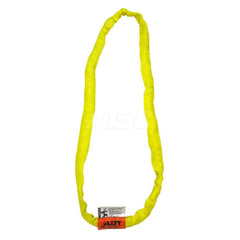 Round Sling: 10' Long, 8,400 lb Vertical, 6,720 lb Choker, 16,800 lb Basket, Polyester Yellow