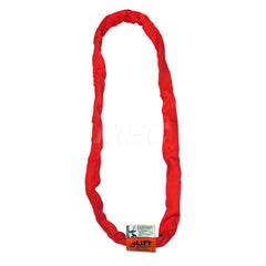 Endless Sling: 3' Long, 13,200 lb Vertical, 10,560 lb Choker, 26,400 lb Basket, Polyester Red