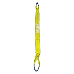 Eye & Eye Sling: 4″ Wide, 8' Long, 11,500 lb Vertical, 9,200 lb Choker, 23,000 lb Basket, Polyester Flat Eye, Yellow