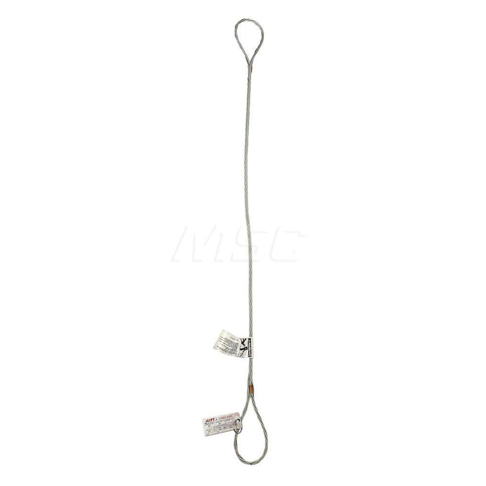 Eye & Eye Sling: 6' Long, 2.4 Ton Vertical Large Eye, Silver