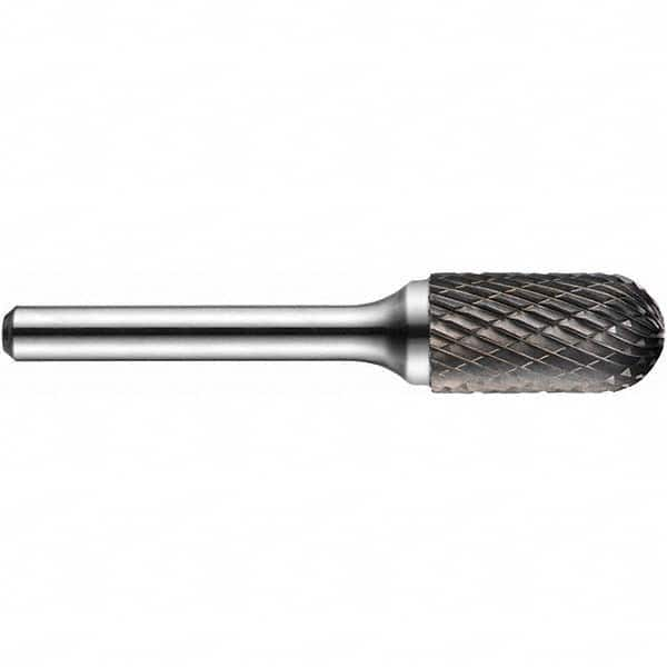 Precision Twist Drill - 3/4" Cut Diam, 1/4" Shank Diam, Carbide Double Cut Cylinder Burr with Radius - A1 Tooling