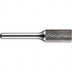 Precision Twist Drill - 1/8" Cut Diam, 1/8" Shank Diam, Carbide Double Cut Cylinder Burr with End Cut - A1 Tooling