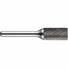 Precision Twist Drill - 3/8" Cut Diam, 1/4" Shank Diam, Carbide Double Cut Cylinder Burr with End Cut - A1 Tooling