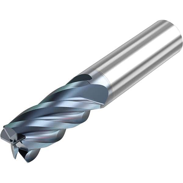 Corner Radius End Mill: 5/8″ Dia, 1-1/4″ LOC, 0.06″ Radius, 5 Flutes, Solid Carbide 3-1/2″ OAL, 5/8″ Shank Dia, 40 ° Helix, HTA Coated, Corner Radius End, Series STS540