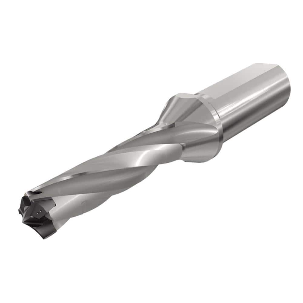 Replaceable Tip Drill: 0.591 to 0.626'' Drill Dia, 1.91″ Max Depth, 0.75'' Flatted Shank Uses H3P Inserts, 4.97″ OAL, Through Coolant