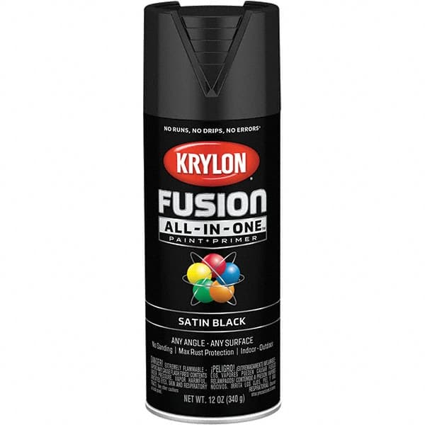 Krylon - Spray Paints; Type: Acrylic Enamel Spray Paint ; Color: Black ; Color Family: Black ; Finish: Satin ; Tack-free Dry Time (Minutes): 25 ; Application: Spray - Exact Industrial Supply