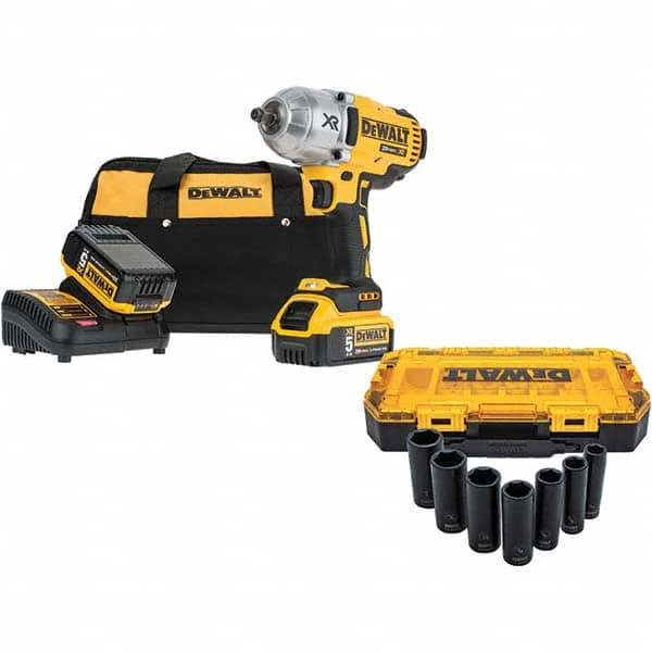 DeWALT - Cordless Impact Wrenches & Ratchets; Voltage: 20.0 ; Drive Size (Inch): 1/2 ; Battery Chemistry: Lithium-Ion ; Handle Type: Mid-Handle ; Torque (N/m): 949.00 ; Torque (Ft/Lb): 700.00 - Exact Industrial Supply