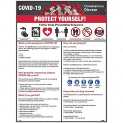 NMC - "COVID-19 - PROTECT YOURSELF!", 18" Wide x 24" High, Pressure-Sensitive Vinyl Safety Sign - A1 Tooling