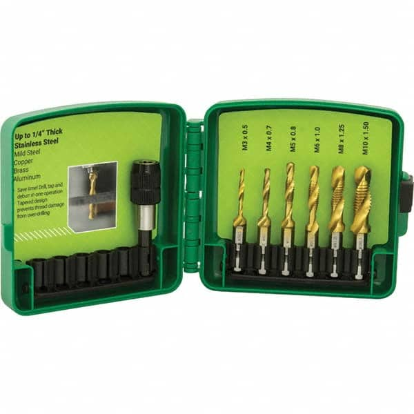 Greenlee - Combination Drill & Tap Sets Minimum Thread Size (mm): M3.5x0.60 Minimum Thread Size (Inch): #6-32 - A1 Tooling