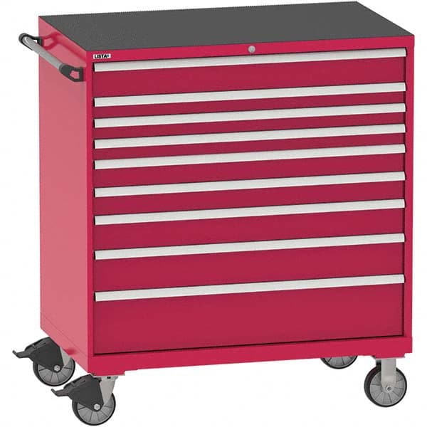 Steel Tool Roller Cabinet: 9 Drawers Red