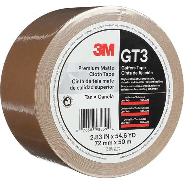 3M - 50m x 72mm x 11 mil Tan Cotton Cloth Gaffers Tape - A1 Tooling