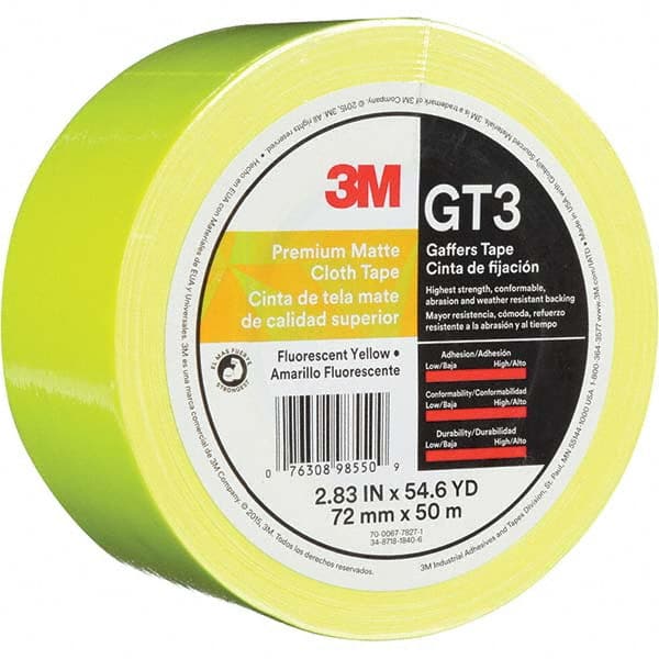 3M - 50m x 72mm x 11 mil Fluorescent Yellow Cotton Cloth Gaffers Tape - A1 Tooling