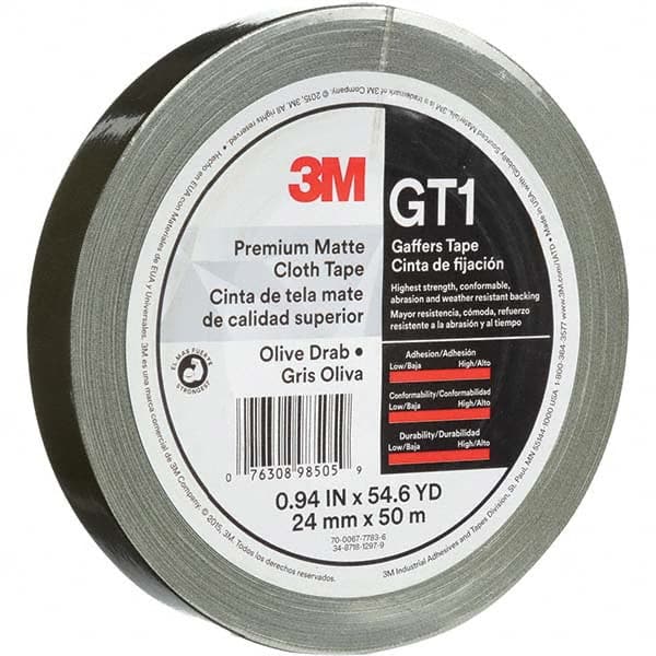 3M - 50m x 24mm x 11 mil Olive Green Cotton Cloth Gaffers Tape - A1 Tooling