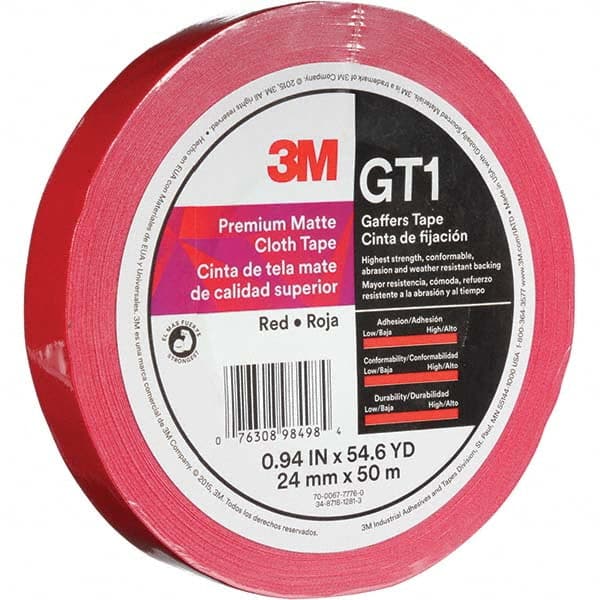 3M - 50m x 24mm x 11 mil Red Cotton Cloth Gaffers Tape - A1 Tooling