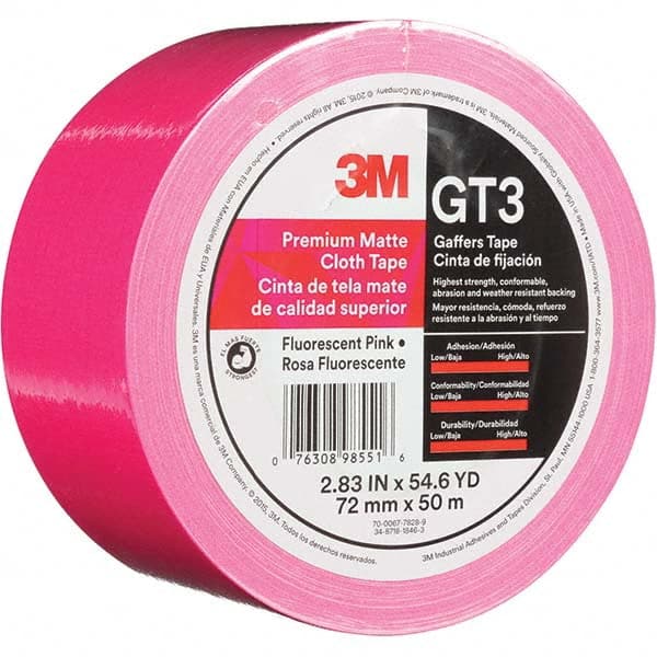 3M - 50m x 72mm x 11 mil Fluorescent Pink Cotton Cloth Gaffers Tape - A1 Tooling