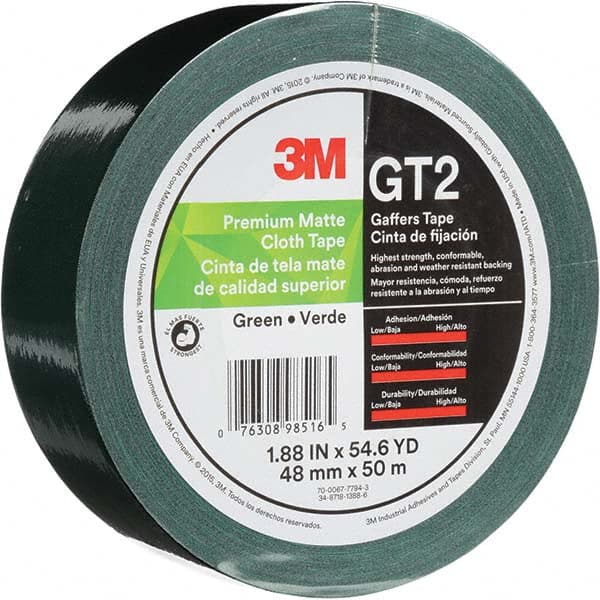 3M - 50m x 48mm x 11 mil Green Cotton Cloth Gaffers Tape - A1 Tooling