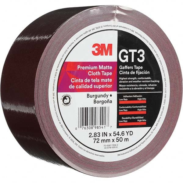 3M - 50m x 72mm x 11 mil Burgundy Cotton Cloth Gaffers Tape - A1 Tooling