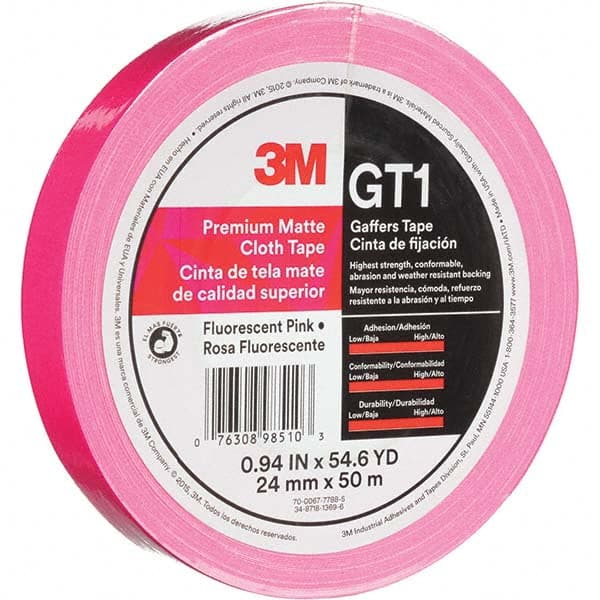 3M - 50m x 24mm x 11 mil Fluorescent Pink Cotton Cloth Gaffers Tape - A1 Tooling