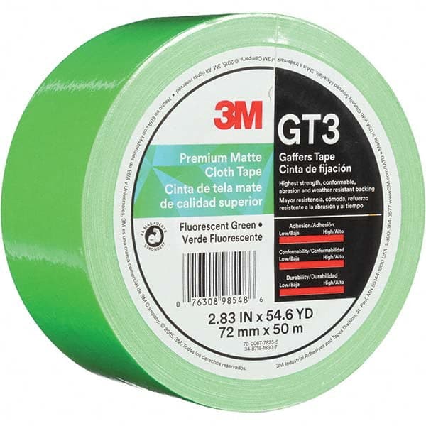 3M - 50m x 72mm x 11 mil Fluorescent Green Cotton Cloth Gaffers Tape - A1 Tooling