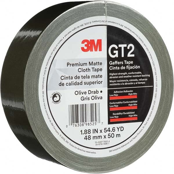 3M - 50m x 48mm x 11 mil Olive Green Cotton Cloth Gaffers Tape - A1 Tooling